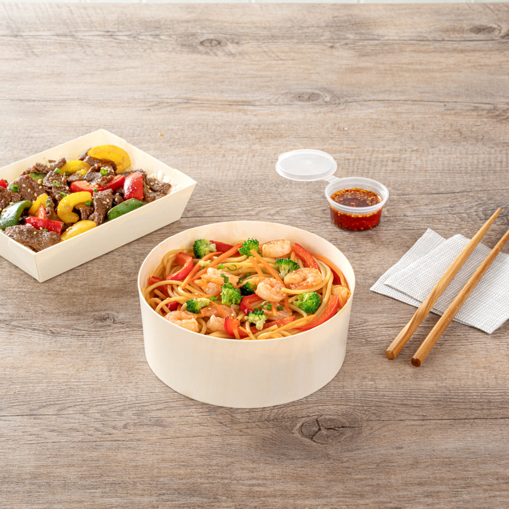 Taipei 34 oz Round Poplar Deep Container - 6" x 6" x 2 1/4" - 100 count box
