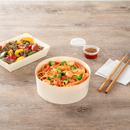 Taipei 34 oz Round Poplar Deep Container - 6" x 6" x 2 1/4" - 100 count box