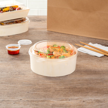 Taipei Clear Plastic Lid - Fits Round Poplar Small and Deep Containers - 100 count box