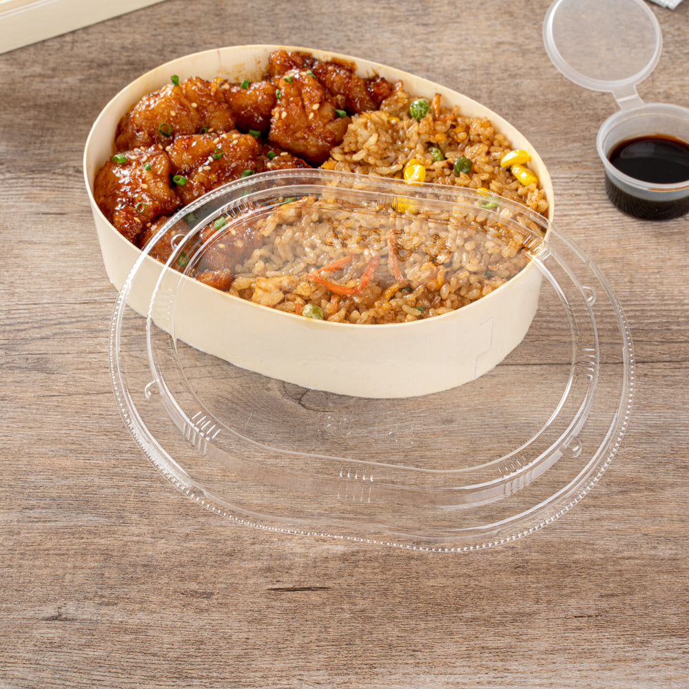 Taipei Clear Plastic Lid - Fits Oval Poplar Container - 100 count box