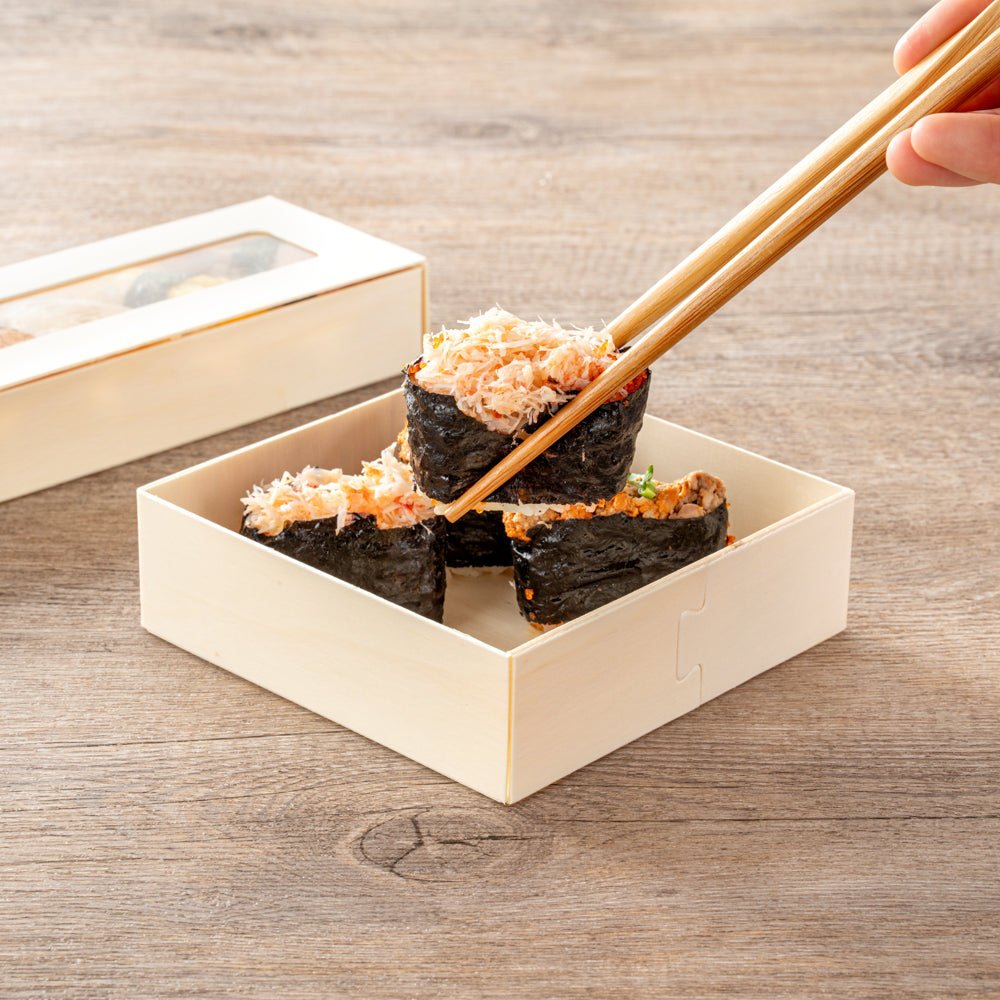 Taipei 17 oz Square Poplar Straight Container - 4 3/4" x 5" x 1 1/2" - 100 count box