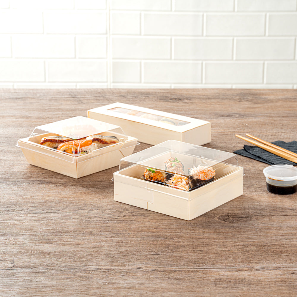 Taipei Clear Plastic Lid - Fits Square Poplar Straight Container - 100 count box