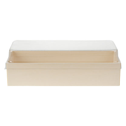 Taipei Clear Plastic Lid - Fits Rectangle Poplar Long Straight Container - 100 count box