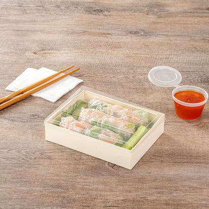 Taipei Clear Plastic Lid - Fits Rectangle Poplar Short Straight Container - 100 count box