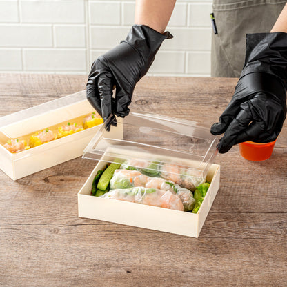 Taipei Clear Plastic Lid - Fits Rectangle Poplar Short Straight Container - 100 count box