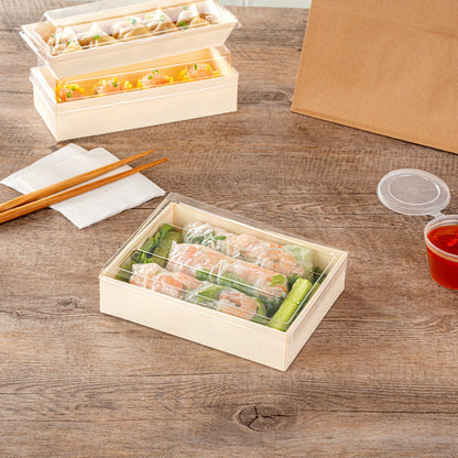 Taipei Clear Plastic Lid - Fits Rectangle Poplar Short Straight Container - 100 count box