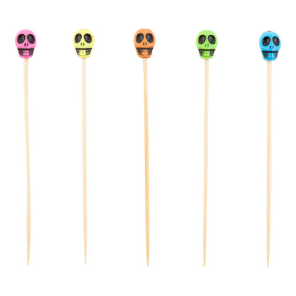 Pixy Assorted Bamboo Skull Pick - 4" - 1000 count box