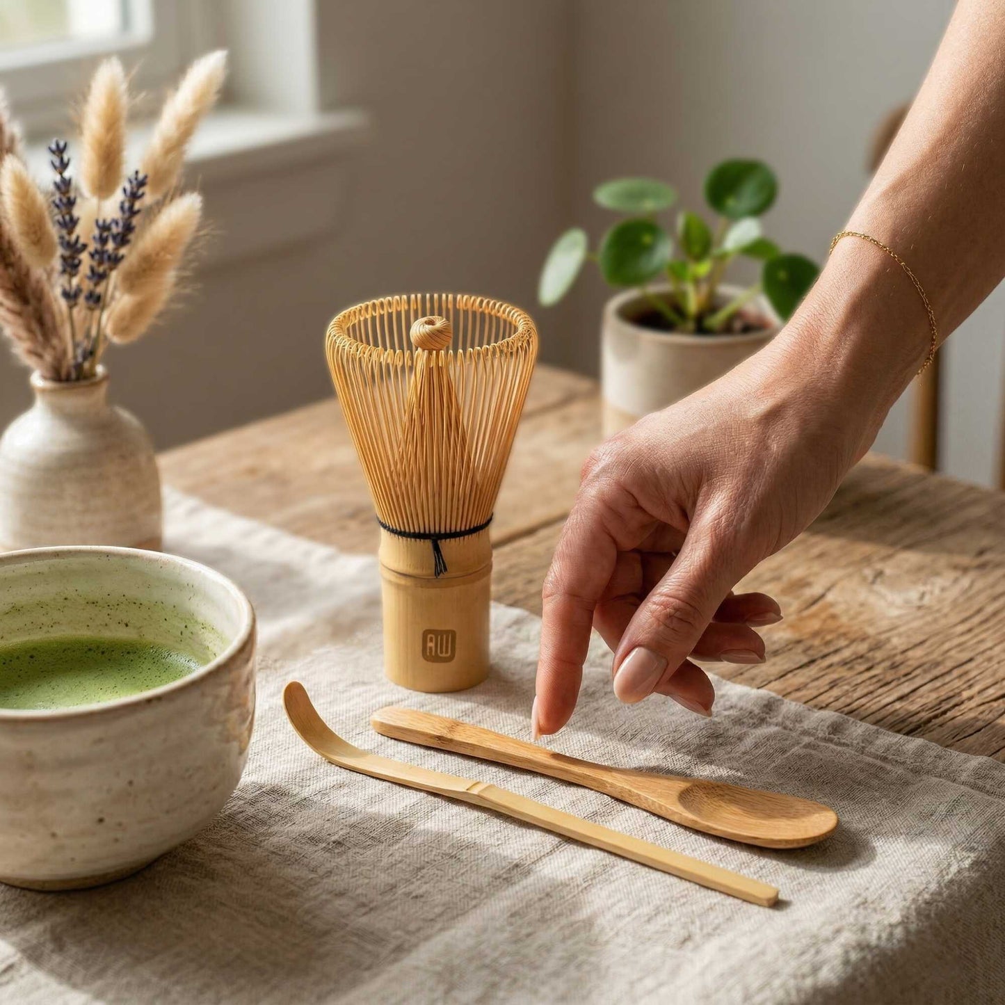 Dojo Natural Bamboo Matcha Tea Set - 3-Piece - 2 3/4" x 2 1/2" x 6 3/4" - 1 count box