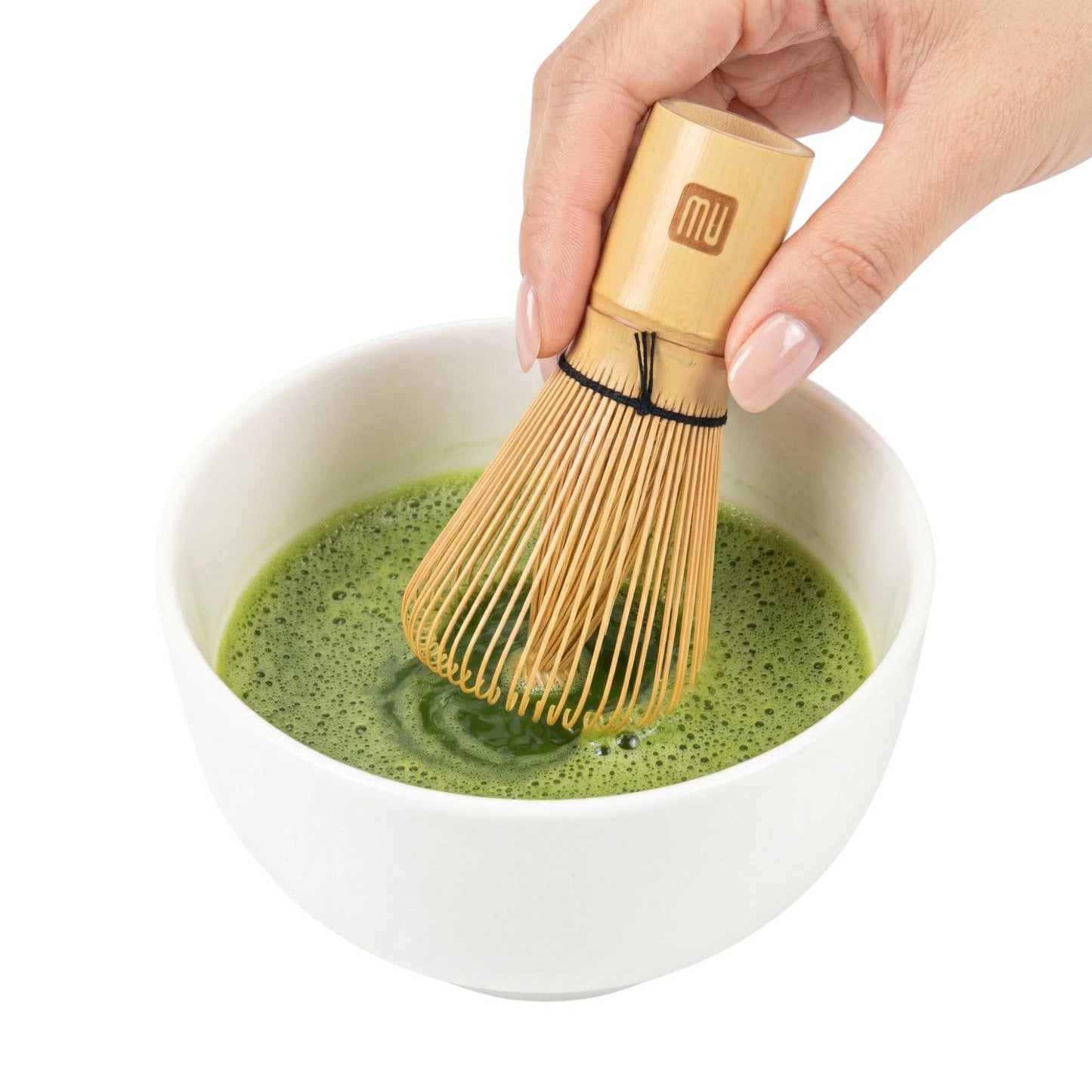 Dojo Natural Bamboo Matcha Whisk Chasen - Clear Plastic Case - 2 1/4" x 2 1/4" x 4" - 1 count box
