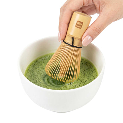 Dojo Natural Bamboo Matcha Whisk Chasen - Clear Plastic Case - 2 1/4" x 2 1/4" x 4" - 1 count box