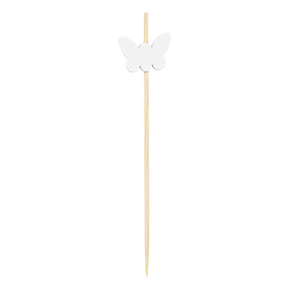 Pixy White Bamboo Butterfly Pick - 4" x 3/4" - 1000 count box