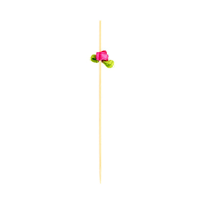 Pixy Pink Bamboo Rose Ribbon Pick - 4" x 3/4" - 1000 count box