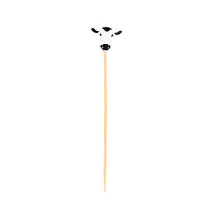 Pixy White Bamboo Happy Cow Pick - 4" x 3/4" - 1000 count box