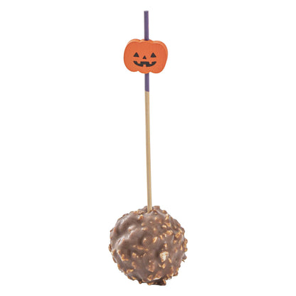 Pixy Orange Bamboo Jack-o-Lantern Pick - 4" x 3/4" - 1000 count box
