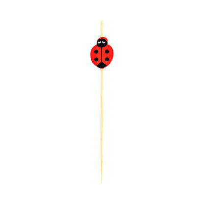 Pixy Red Bamboo Ladybug Pick - 4" x 3/4" - 1000 count box