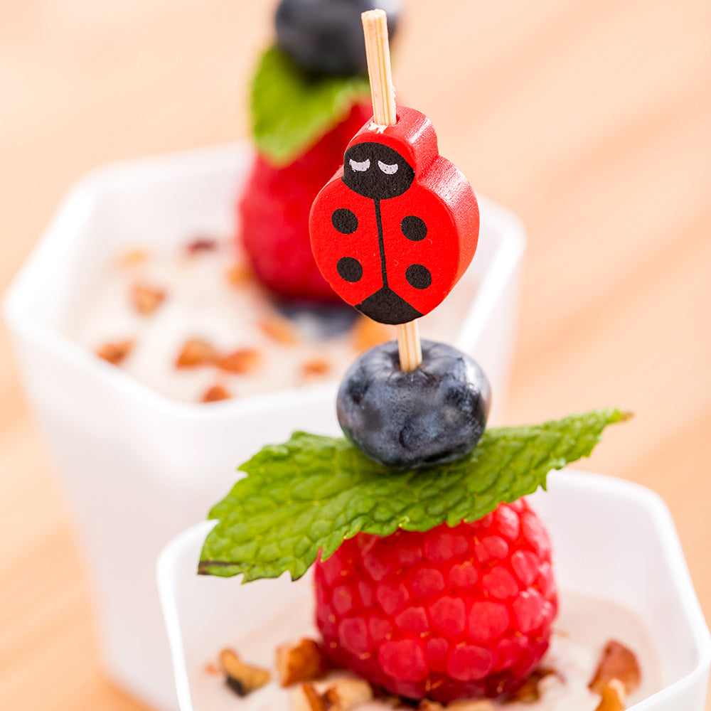 Pixy Red Bamboo Ladybug Pick - 4" x 3/4" - 1000 count box