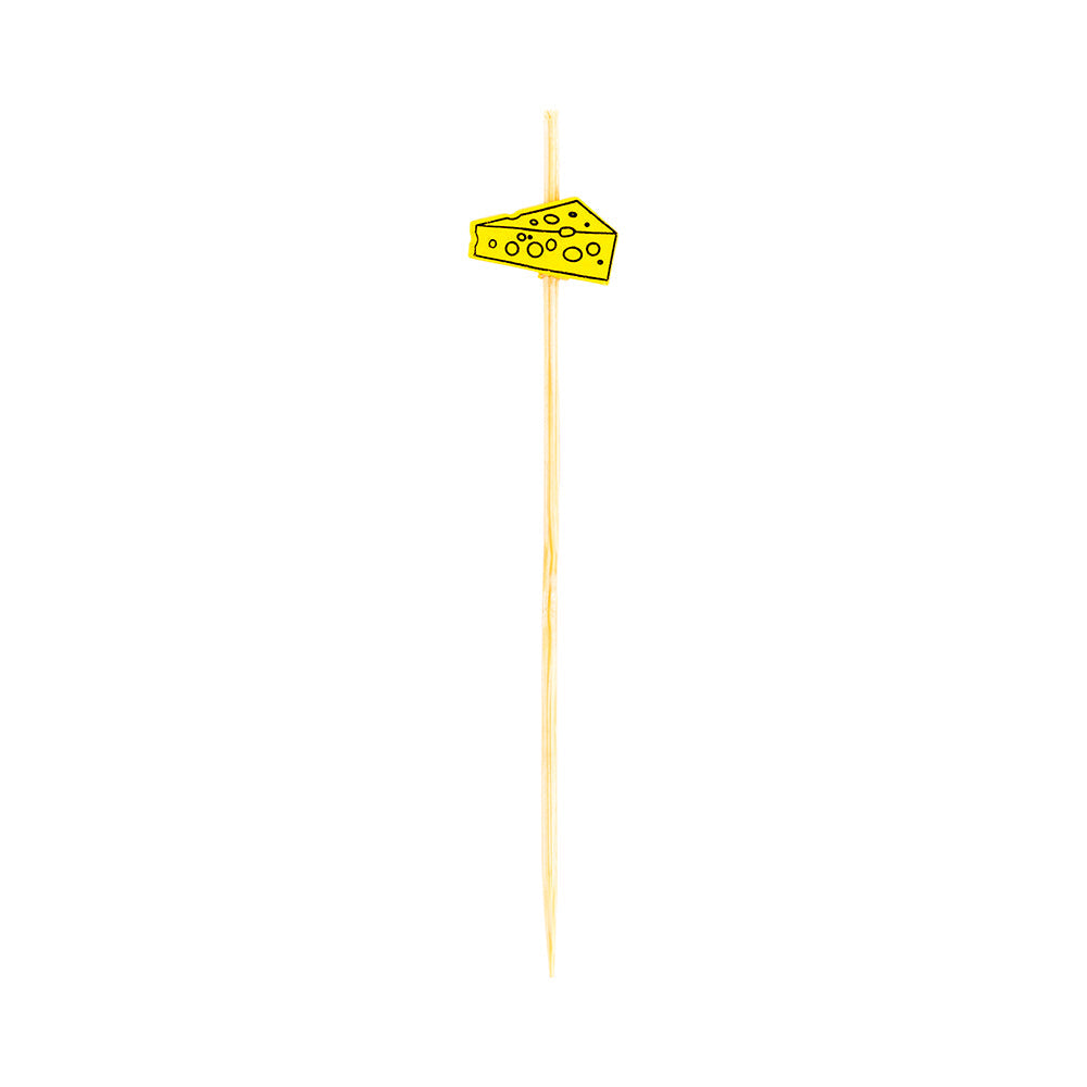 Pixy Yellow Bamboo Swiss Cheese Pick - 4" x 3/4" - 1000 count box