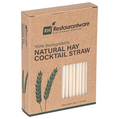 Bev Tek Natural Hay Cocktail Straw - Biodegradable - 5" - 100 count box
