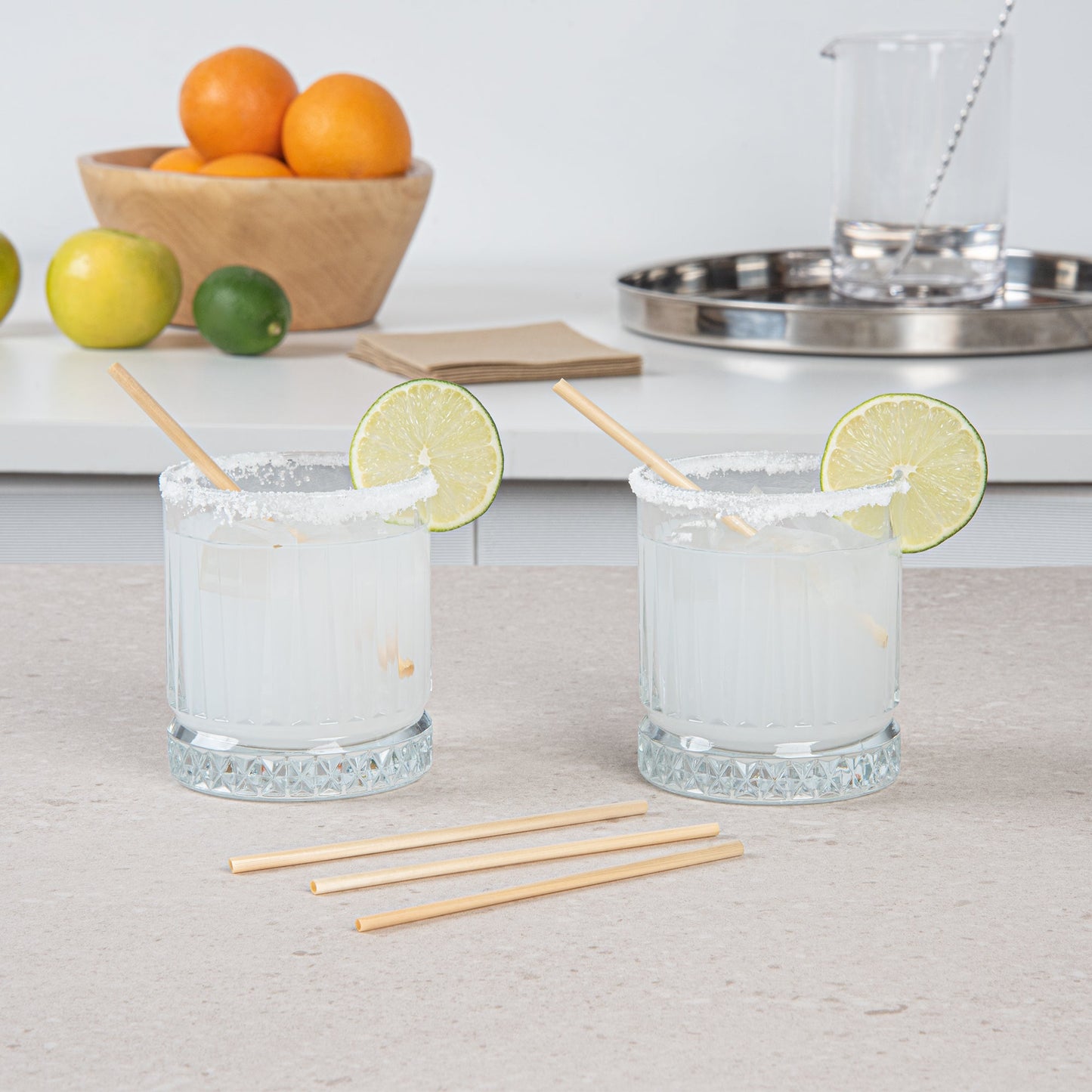 Bev Tek Natural Hay Cocktail Straw - Biodegradable - 5" - 1000 count box