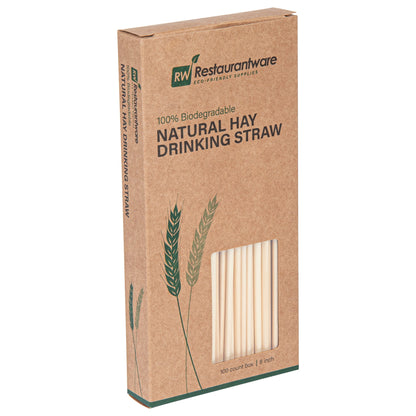 Bev Tek Natural Hay Drinking Straw - Biodegradable - 8" - 100 count box