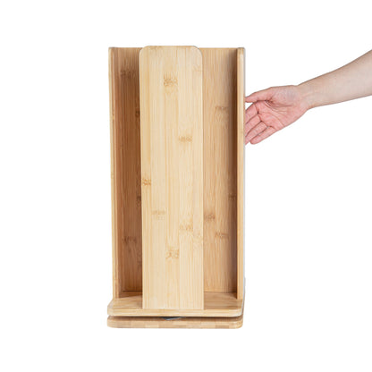 Restpresso Natural Bamboo Coffee Cup / Lid Organizer - 4 Section, Revolving - 9" x 9" x 18" - 1 count box