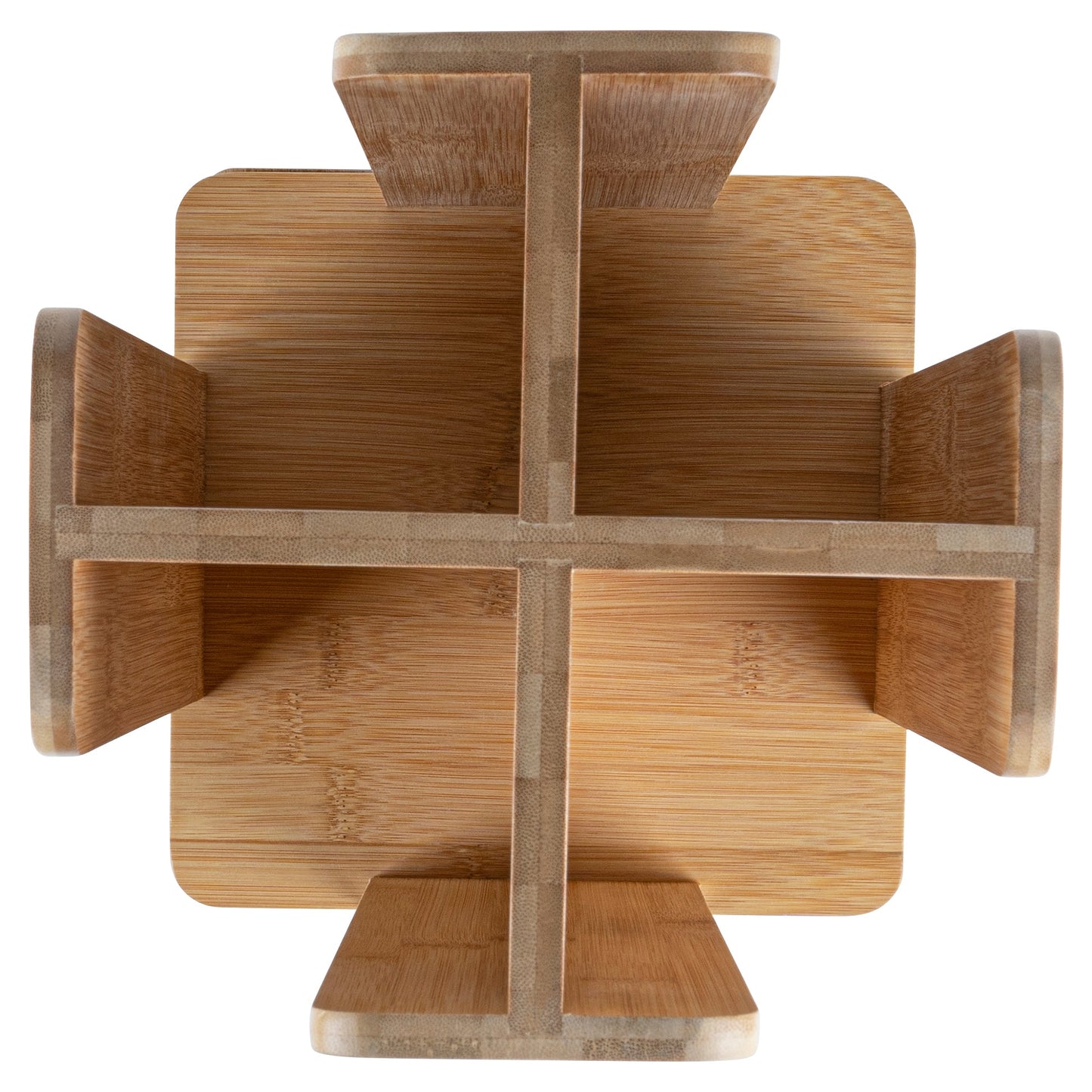 Restpresso Natural Bamboo Coffee Cup / Lid Organizer - 4 Section, Revolving - 9" x 9" x 18" - 1 count box