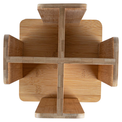 Restpresso Natural Bamboo Coffee Cup / Lid Organizer - 4 Section, Revolving - 9" x 9" x 18" - 1 count box