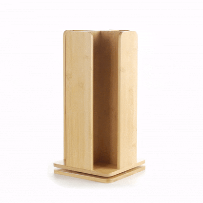 Restpresso Natural Bamboo Coffee Cup / Lid Organizer - 4 Section, Revolving - 9" x 9" x 18" - 1 count box