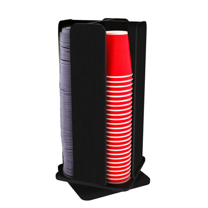 Restpresso Black Bamboo Coffee Cup / Lid Organizer - 4 Section, Revolving - 9" x 9" x 18" - 1 count box
