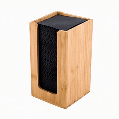 Restpresso Natural Bamboo Coffee Cup / Lid / Cocktail Napkin Organizer - 4 1/2" x 4 1/2" x 8" - 1 count box