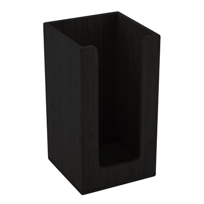 Restpresso Black Bamboo Coffee Cup / Lid / Cocktail Napkin Organizer - 4 1/2" x 4 1/2" x 8" - 1 count box