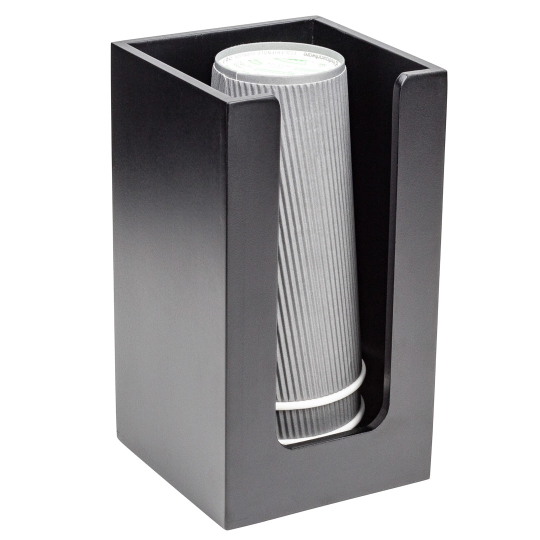 Restpresso Black Bamboo Coffee Cup / Lid / Cocktail Napkin Organizer - 4 1/2" x 4 1/2" x 8" - 1 count box