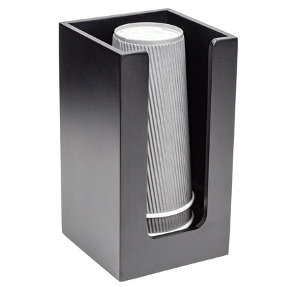 Restpresso Black Bamboo Coffee Cup / Lid / Cocktail Napkin Organizer - 4 1/2" x 4 1/2" x 8" - 1 count box