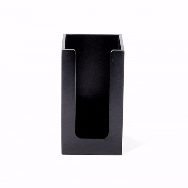 Restpresso Black Bamboo Coffee Cup / Lid / Cocktail Napkin Organizer - 4 1/2" x 4 1/2" x 8" - 1 count box
