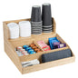 Restpresso Natural Bamboo Condiment / Coffee Cup / Lid Organizer - 15" x 14 1/4" x 9 1/4" - 1 count box