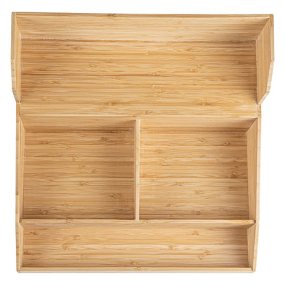Restpresso Natural Bamboo Condiment / Coffee Cup / Lid Organizer - 15" x 14 1/4" x 9 1/4" - 1 count box