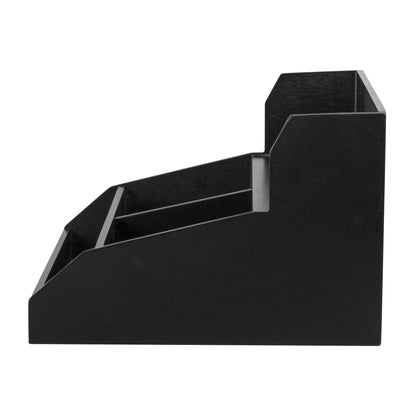 Restpresso Black Bamboo Condiment / Coffee Cup / Lid Organizer - 15" x 14 1/4" x 9 1/4" - 1 count box