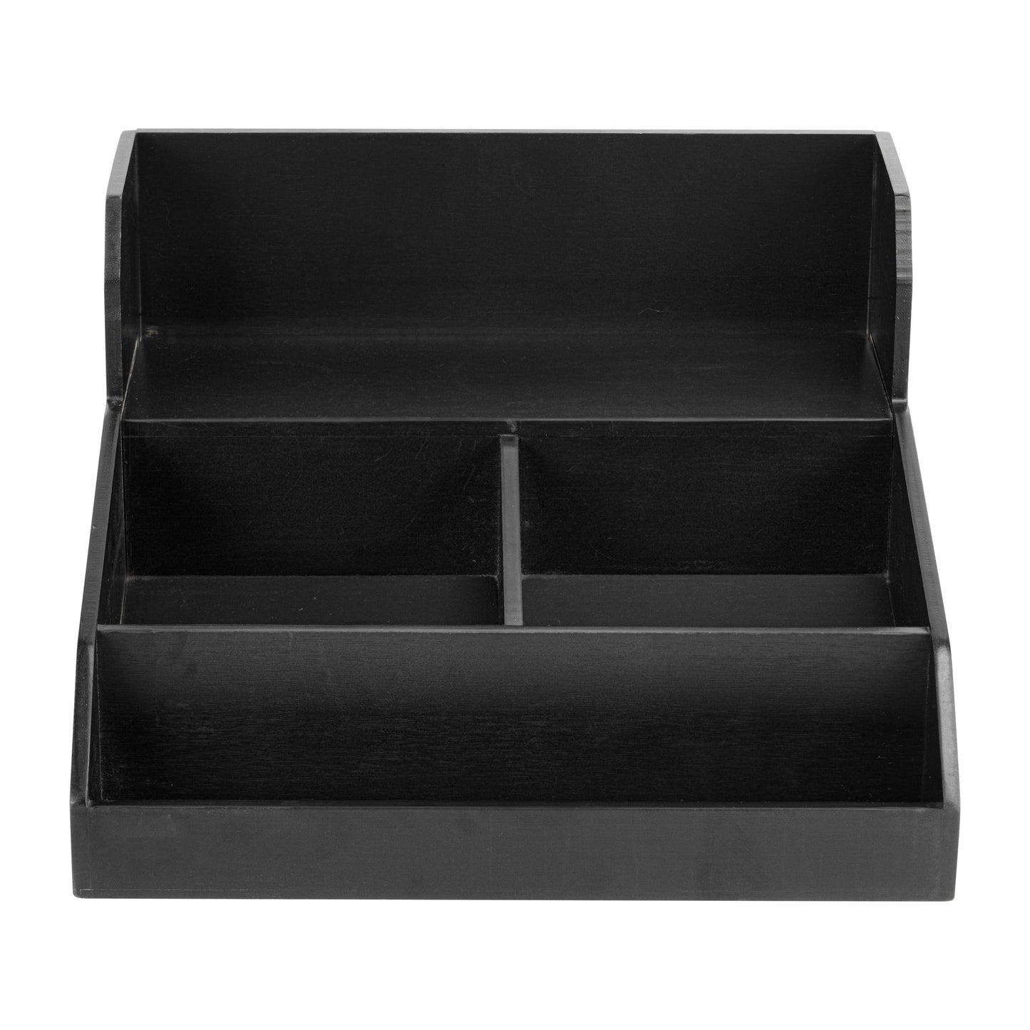 Restpresso Black Bamboo Condiment / Coffee Cup / Lid Organizer - 15" x 14 1/4" x 9 1/4" - 1 count box