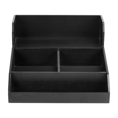 Restpresso Black Bamboo Condiment / Coffee Cup / Lid Organizer - 15" x 14 1/4" x 9 1/4" - 1 count box