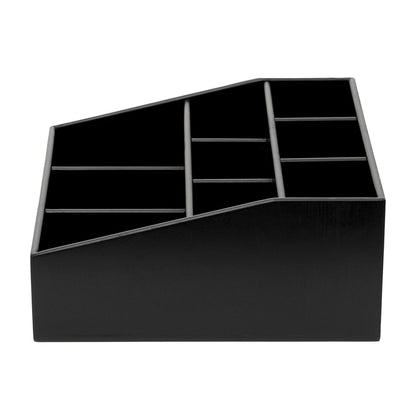 Bambuddha Square Black Bamboo Condiment Organizer - 9 Compartments - 11 3/4" x 11 3/4" x 5 1/2" - 1 count box