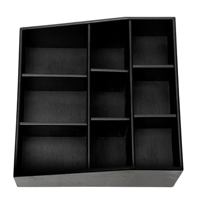 Bambuddha Square Black Bamboo Condiment Organizer - 9 Compartments - 11 3/4" x 11 3/4" x 5 1/2" - 1 count box