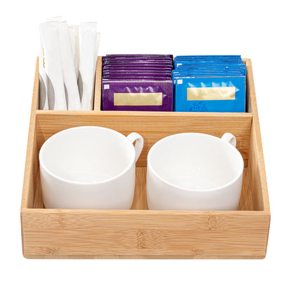 Restpresso Square Natural Bamboo Packet Organizer - 8 1/4" x 8 1/4" x 2" - 1 count box
