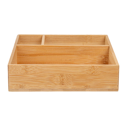 Restpresso Square Natural Bamboo Packet Organizer - 8 1/4" x 8 1/4" x 2" - 1 count box