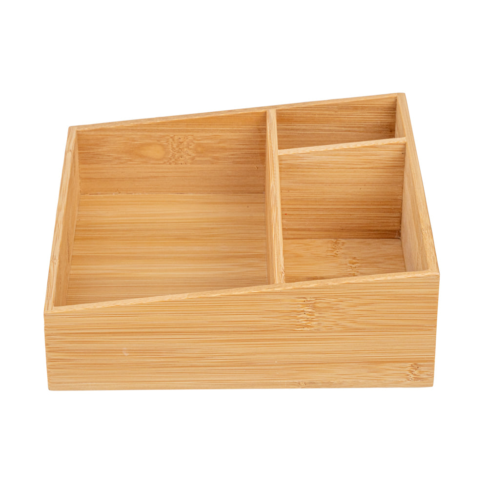 Restpresso Square Natural Bamboo Packet Organizer - 8 1/4" x 8 1/4" x 2" - 1 count box