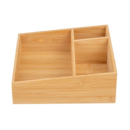 Restpresso Square Natural Bamboo Packet Organizer - 8 1/4" x 8 1/4" x 2" - 1 count box
