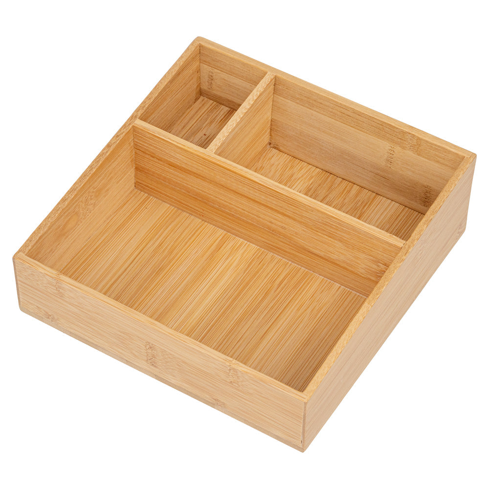 Restpresso Square Natural Bamboo Packet Organizer - 8 1/4" x 8 1/4" x 2" - 1 count box