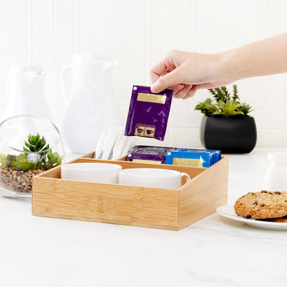 Restpresso Square Natural Bamboo Packet Organizer - 8 1/4" x 8 1/4" x 2" - 1 count box