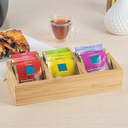 Restpresso Rectangle Natural Bamboo Packet Organizer - 9 1/2" x 4 1/4" x 2" - 1 count box
