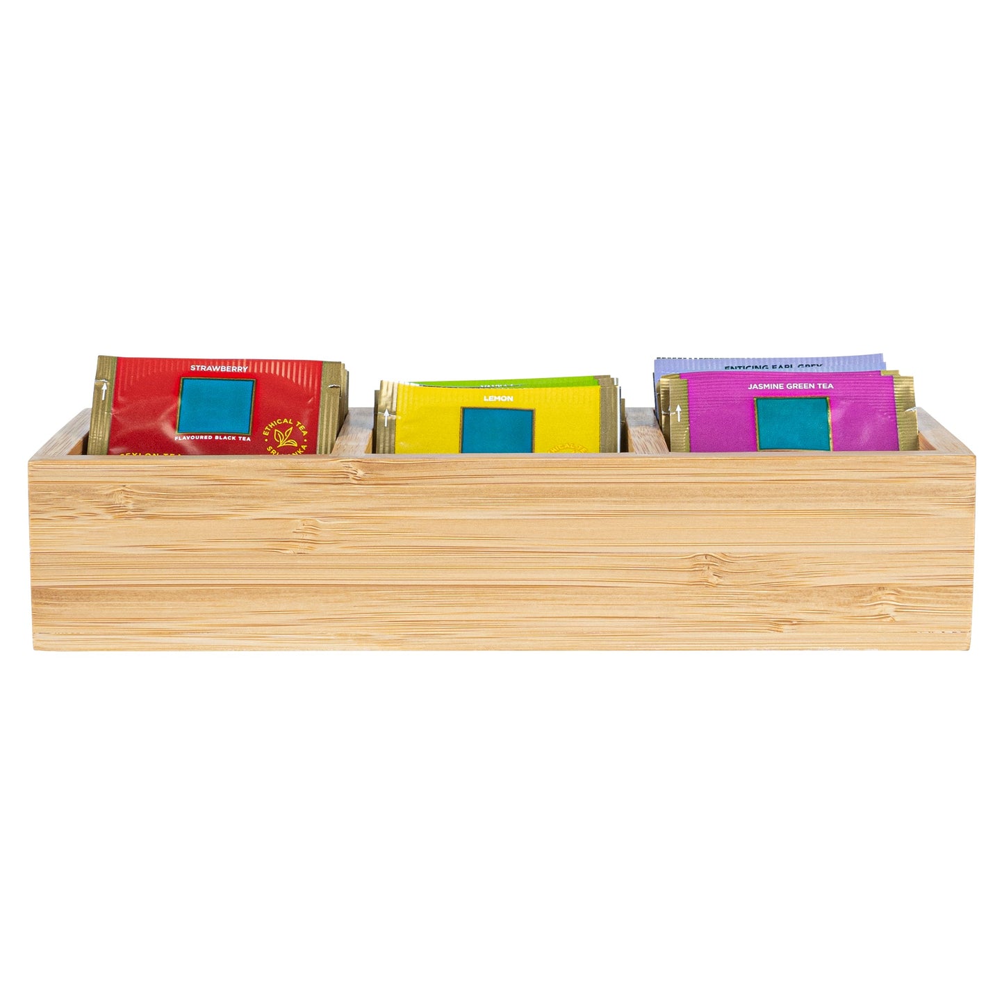 Restpresso Rectangle Natural Bamboo Packet Organizer - 9 1/2" x 4 1/4" x 2" - 1 count box