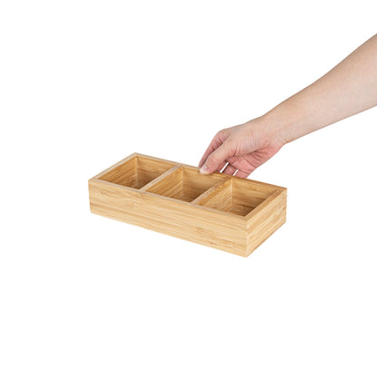 Restpresso Rectangle Natural Bamboo Packet Organizer - 9 1/2" x 4 1/4" x 2" - 1 count box